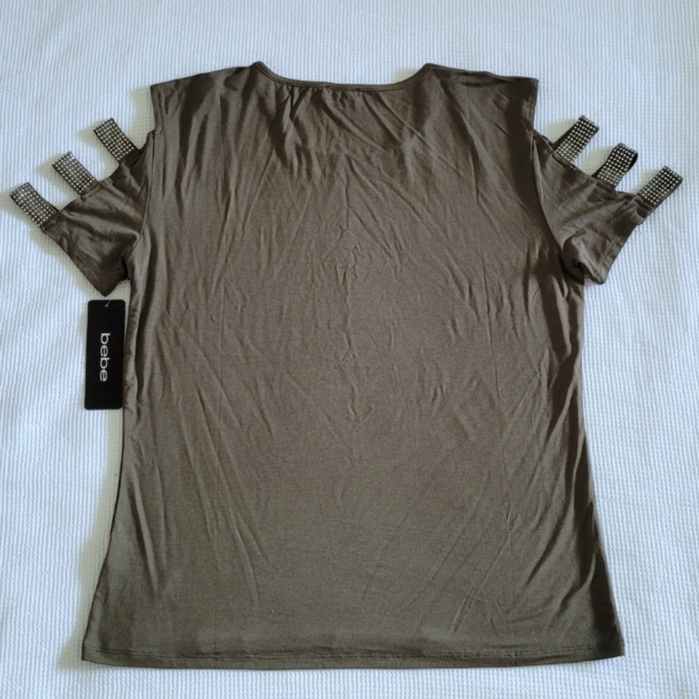 bebe Ivy Green💚 Top w/Cutout✂️ Sleeve Detail-NWT - Picture 2 of 14